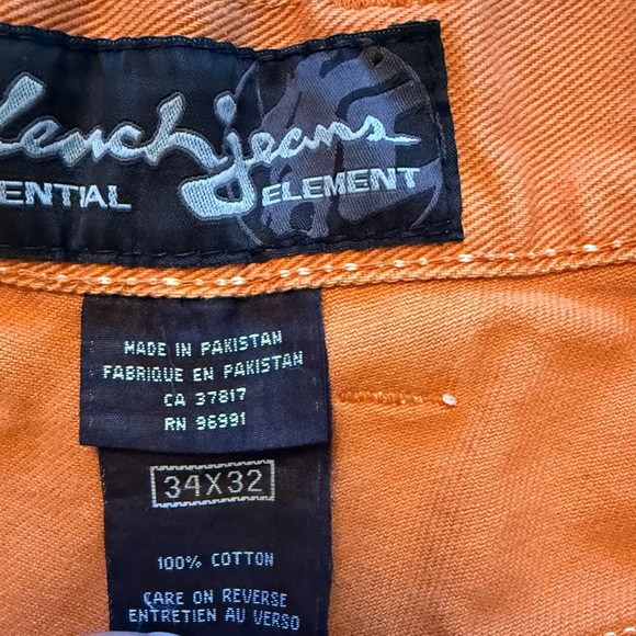 VTG Clench Jeans Mens Orange Denim Wide Baggy Skater 90s Y2K Tag Size 34x32 - Picture 4 of 16